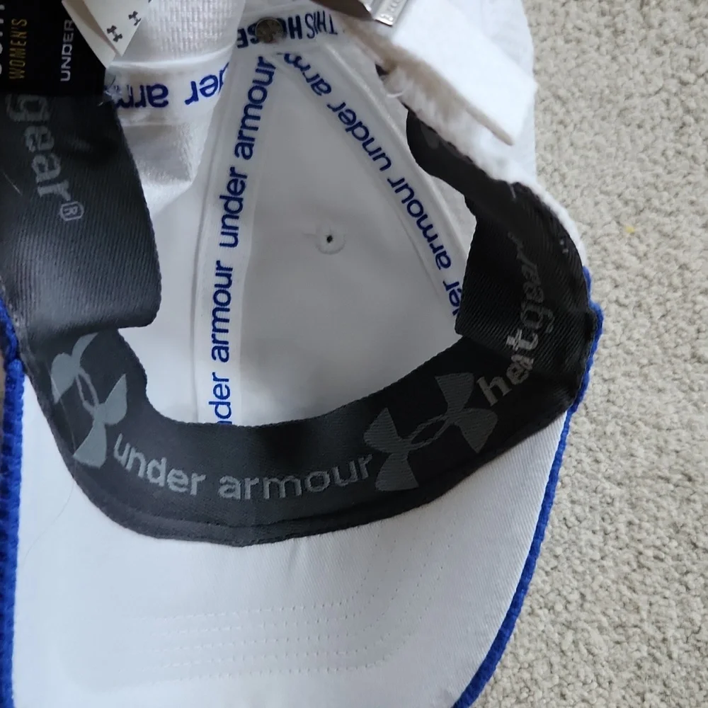 Women's Under Armour Heat Gear Ball Cap Hat White Blue - OS